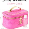 Juicy Couture Hot Pink Makeup Bag Cosmetics Organizer Travel Essentials Train Case Velour Heart Crown-1
