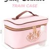 Juicy Couture Pink Makeup Bag Cosmetics Organizer Travel Essentials Train Case Gold Terroir Dog Rhinestone Crown Velour veloura