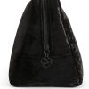 Juicy Couture Black Makeup Bag Cosmetics Organizer Travel Essentials Zip Top Wedge Crushed Velvet Sequin Logo blackpink