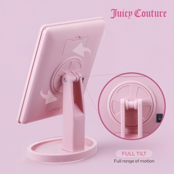 Juicy Couture - LED Light-Up Vanity Mirror for Makeup, Adjustable Brightness, Touch Control, Sleek Modern Design, Portable Beauty Mirror for Dressing Table & Travel led display
