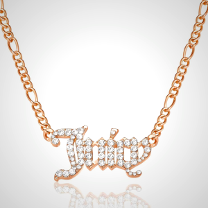 Juicy Couture Gothic Logo Pendant Necklace with Crystals, 18+2" Gold