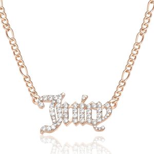 Juicy Couture Necklace for Women Gothic Logo Pendant, 18"+2" Gold-Tone Juicy Necklace with Clear Crystals-0