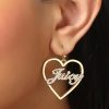 Juicy Couture Logo Heart Dangle or Hoop Earrings for Women, Gold-Tone Heart Earrings with Clear Stones, Juicy Gifts-2