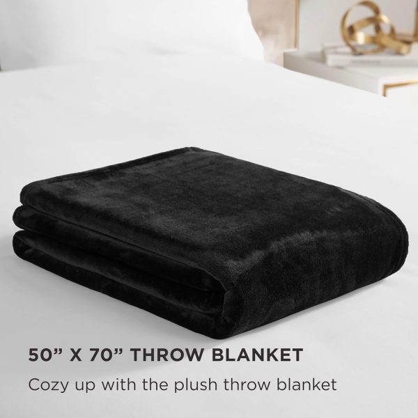 Juicy Couture Solid Plush 50"X70" Throw Blanket, Black - Soft, Cozy, and Designed for Effortless Glam juicy crab