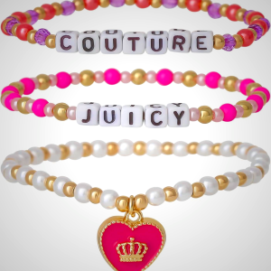 Juicy Couture Kids Bracelet for Girls 2 or 3-Piece Set, Beaded Friendship Bracelets, Girls Beaded Jewelry, Juicy Gifts