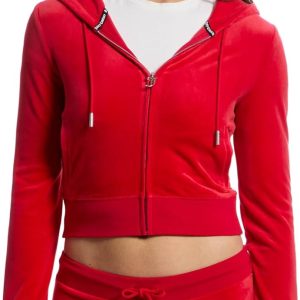 Juicy Couture womens Solid Classic Juicy Hoodie With Back Bling classic