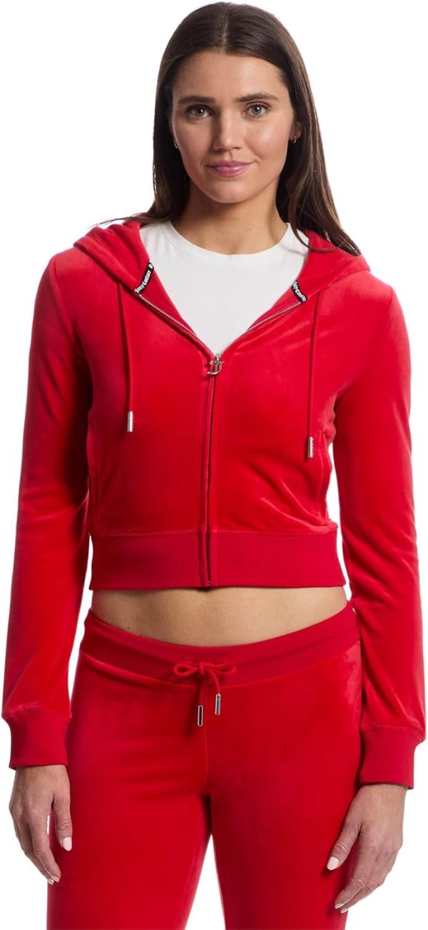 Juicy Couture womens Solid Classic Juicy Hoodie With Back Bling classic