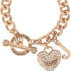 Juicy Couture Bracelet 7-7.5", Goldtone Heart Charm and Toggle Bracelets for Women, Juicy Jewelry-0