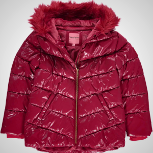 Juicy Couture Girls Coat, Faux Fur Hooded Winter Jacket, Warm Padded Parka Hoodie, Kids Heavyweight Winter Coat