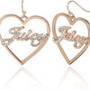 Juicy Couture Logo Heart Dangle or Hoop Earrings for Women, Gold-Tone Heart Earrings with Clear Stones, Juicy Gifts dangle earrings