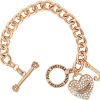 Juicy Couture Bracelet 7-7.5", Goldtone Heart Charm and Toggle Bracelets for Women, Juicy Jewelry-4
