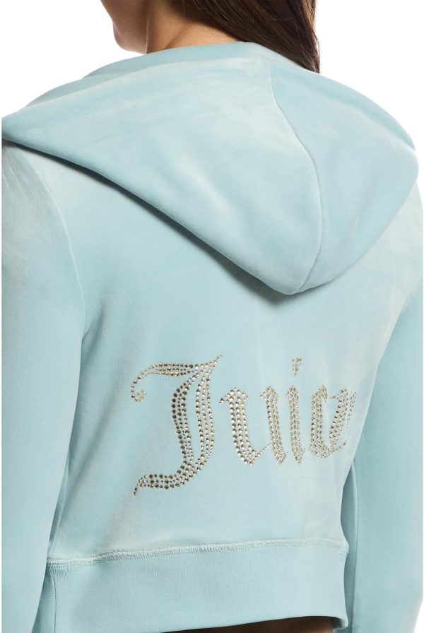 Juicy Couture womens Solid Classic Juicy Hoodie With Back Bling juicy seafood and bar
