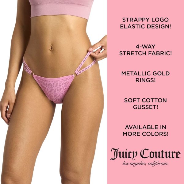 Juicy Couture Women's Strappy Stretch Logo Thong Underwear Set, 5-Pack sora