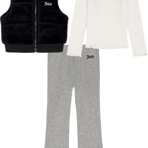 Juicy Couture girls 3 Pc Puff Vest Pant Set-0