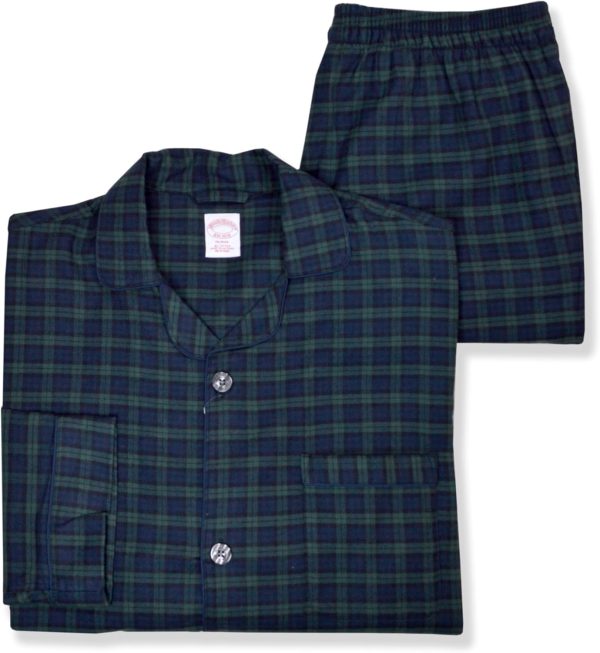 Brooks Brothers Mens Flannel Cotton Two Piece Pajama Shirt and Pants Lounge Set Tartan Plaid Mix,-4