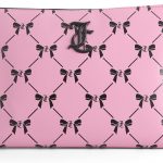 Juicy Couture Pink Makeup Bag Cosmetics Organizer Travel Essentials Top Zip Pouch Black Bow juicy couture bag