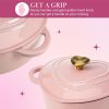 Paris Hilton Enameled Cast Iron Dutch Oven Heart-Shaped Pot with Lid, Dual Handles, Works on All Stovetops, Oven Safe to 500°F, 2-Quart, Pink hilton garden inn