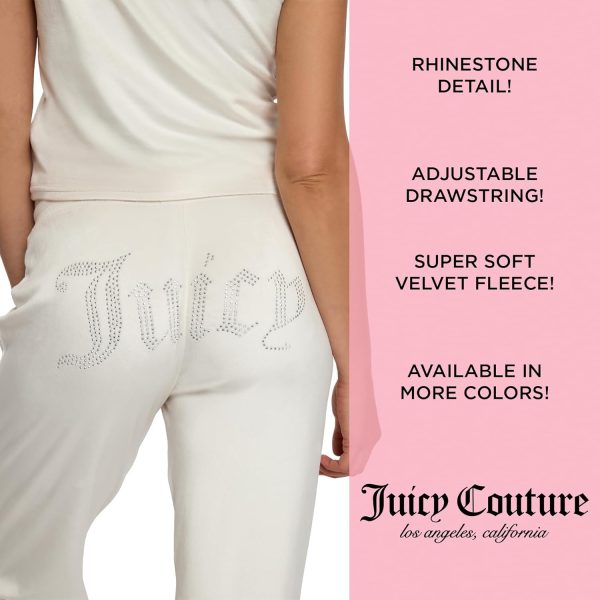 Juicy Couture Women's 2 Piece Velvet Fleece Short Sleeve Shirt and Pants Lounge Sleepwear Set-1