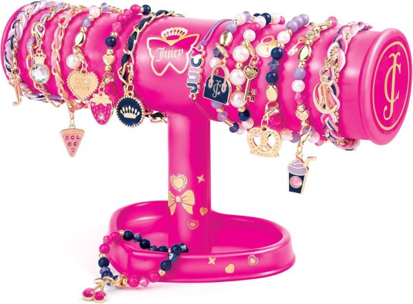 Make It Real: Juicy Couture - Dazzle & Display DIY Bracelets - 261pc Kit, Pink Jewelry Stand, Create 13 Chic Charm Bracelets, Tweens-Girls-Kids 8+-3