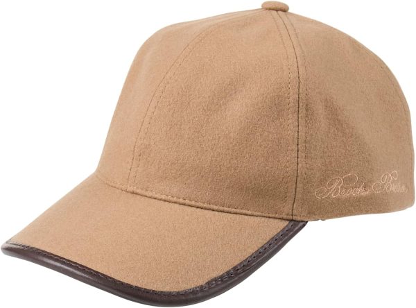 Brooks Brothers Men's 100% Wool Baseball Hat with Leather Strap & Buckle - Woven Logo One-Size Adjustable Luxury Hats sora