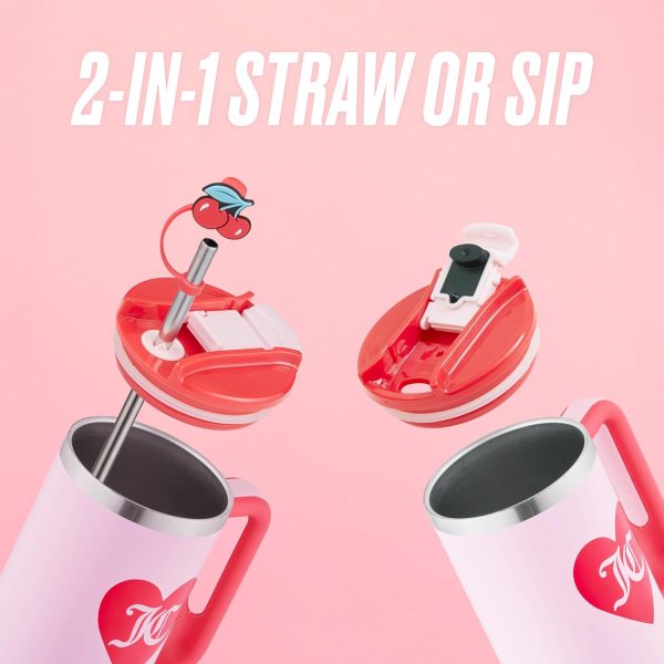 Juicy Couture Jetsetter 30oz Tumbler with Handle and Straw Topper, Light Pink-2