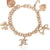 Juicy Couture Bracelet 7-7.5", Goldtone Charm Bracelets for Women with 6 Different Charms Featuring Clear Stones juicy crab