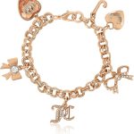 Juicy Couture Bracelet 7-7.5", Goldtone Charm Bracelets for Women with 6 Different Charms Featuring Clear Stones juicy crab