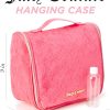 Juicy Couture Pink Makeup Bag Cosmetics Organizer Travel Essentials Hanging Hook Velour Logo velour medical