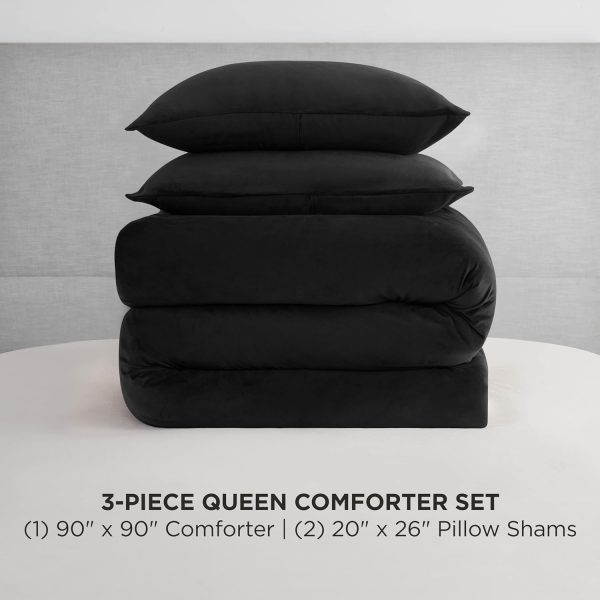 Juicy Couture Black Velour Full/Queen Comforter Set - 3 Piece Luxury Bedding Ensemble velour fabric