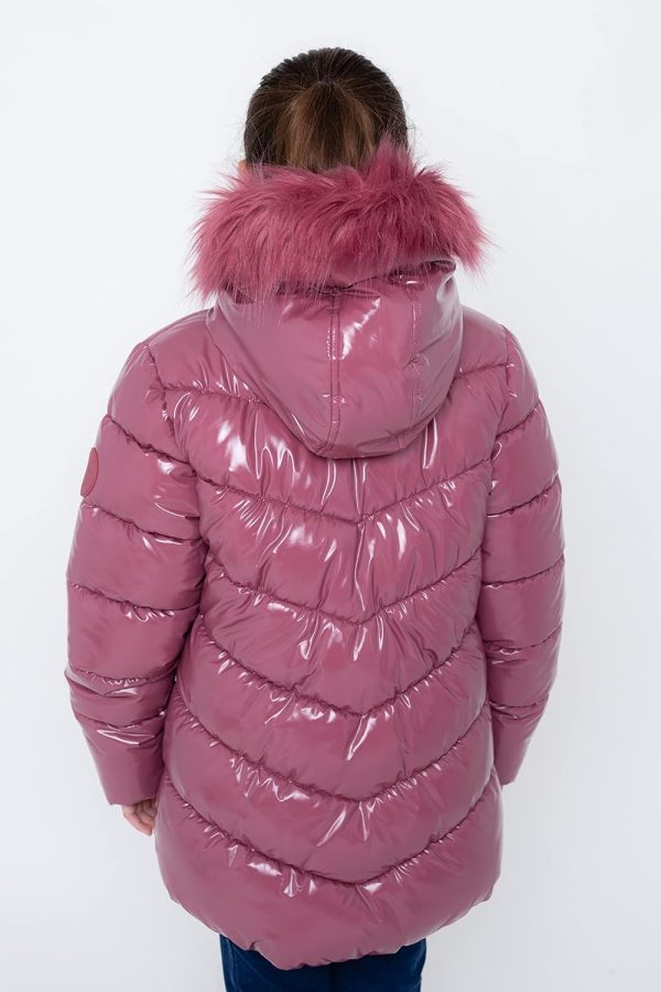 Juicy Couture Girls Coat, Faux Fur Hooded Winter Jacket, Warm Padded Parka Hoodie, Kids Heavyweight Winter Coat-4