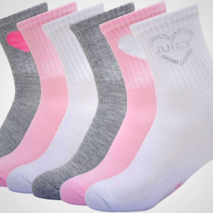 6 Pack Juicy COUTOURE Studed Juicy COUTOURE Heart HC Shortie Crew A Socks
