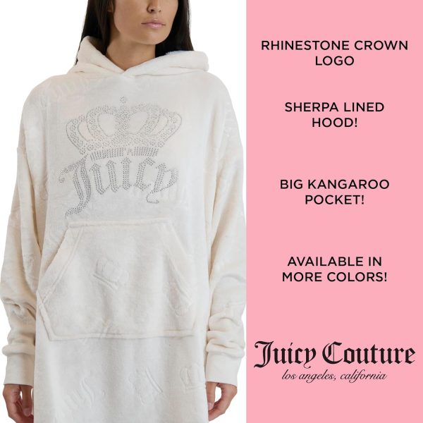 Juicy Couture Women's Wearable Blanket Lounger, Luxe Plush Oversized Cozy Blanket Hoodie for Women scholar