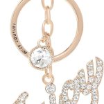 Juicy Couture Cute Key Chains for Women, Gold-Tone Logo Keychain with Clear Crystals, Juicy Gifts-0