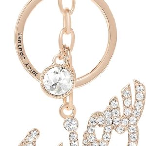 Juicy Couture Cute Key Chains for Women, Gold-Tone Logo Keychain with Clear Crystals, Juicy Gifts-0
