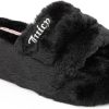 Juicy Couture Women's Faux Fur Platform Slippers – Fluffy Cozy Indoor Outdoor Slip-On House Shoes faux