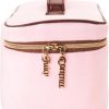 Juicy Couture Pink Makeup Bag Cosmetics Organizer Travel Essentials Train Case Gold Terroir Dog Rhinestone Crown Velour juicy juice