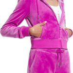 Juicy Couture womens Solid Classic Juicy Hoodie With Back Bling couture font