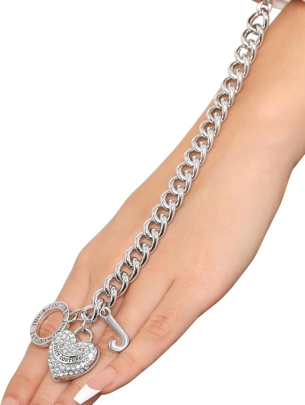 Juicy Couture Bracelet 7-7.5", Goldtone Heart Charm and Toggle Bracelets for Women, Juicy Jewelry-3