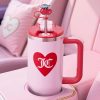 Juicy Couture Jetsetter 30oz Tumbler with Handle and Straw Topper, Light Pink-3