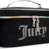 Juicy Couture Black Rainbow Makeup Bag Cosmetics Organizer Travel Essentials Train Case Velour Rhinestones makeup vanity