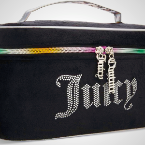 Juicy Couture Black Rainbow Makeup Bag - Velour Cosmetic Organizer