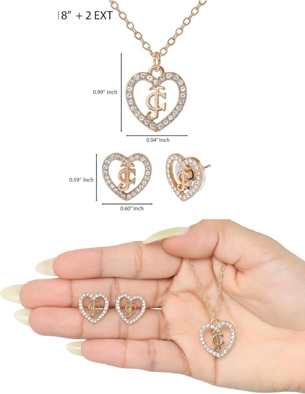 Juicy Couture Clear Stones Heart 18+2" Necklace-4