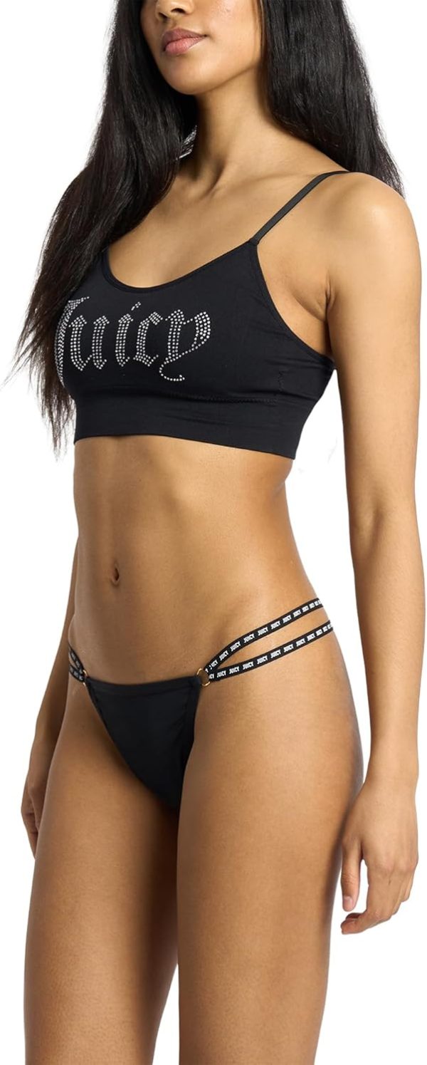 Juicy Couture Women's Strappy Stretch Logo Thong Underwear Set, 5-Pack juicy seafood
