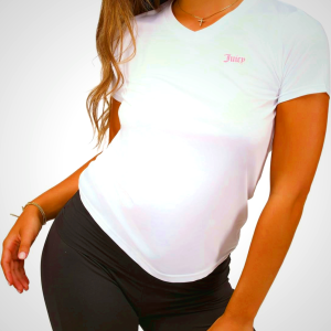 Juicy Couture Women's Short Sleeve V-Neck Athletic T-Shirts – Workout, Fitness, Yoga, Pilates, Gym Activewear (Plus)