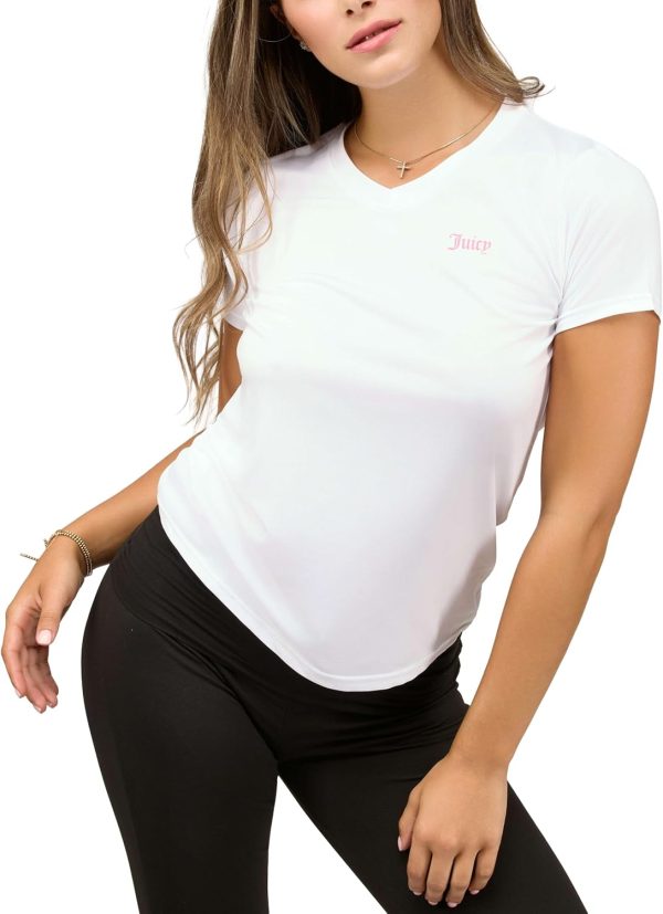 Juicy Couture Women's Short Sleeve V-Neck Athletic T-Shirts – Workout, Fitness, Yoga, Pilates, Gym Activewear (Plus) shein