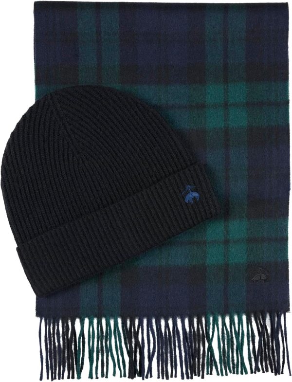Brooks Brothers Men’s Wool & Cashmere Scarf & Ribbed Beanie Boxed Gift Set – Timeless Winter Luxury steam