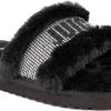 Juicy Couture Women's Luxe Faux Fur Slide Slippers with Embellished Strap, Cozy Indoor/Outdoor Fuzzy Slip-On Sandals-0