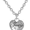 Juicy Couture Puffy Heart Necklace for Women 18"+2", Fashion Constellation Heart Necklace with Clear Stones and Logo-4