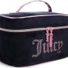 Juicy Couture Black Pink Makeup Bag Cosmetics Organizer Travel Essentials Train Case Velour Rhinestones makeup brush