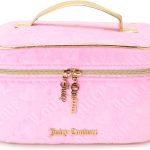Juicy Couture Blue Makeup Bag Cosmetics Organizer Travel Essentials Train Case Velour Heart Logo juicy couture bag